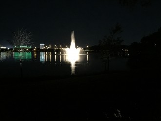 Night time view of fountain
